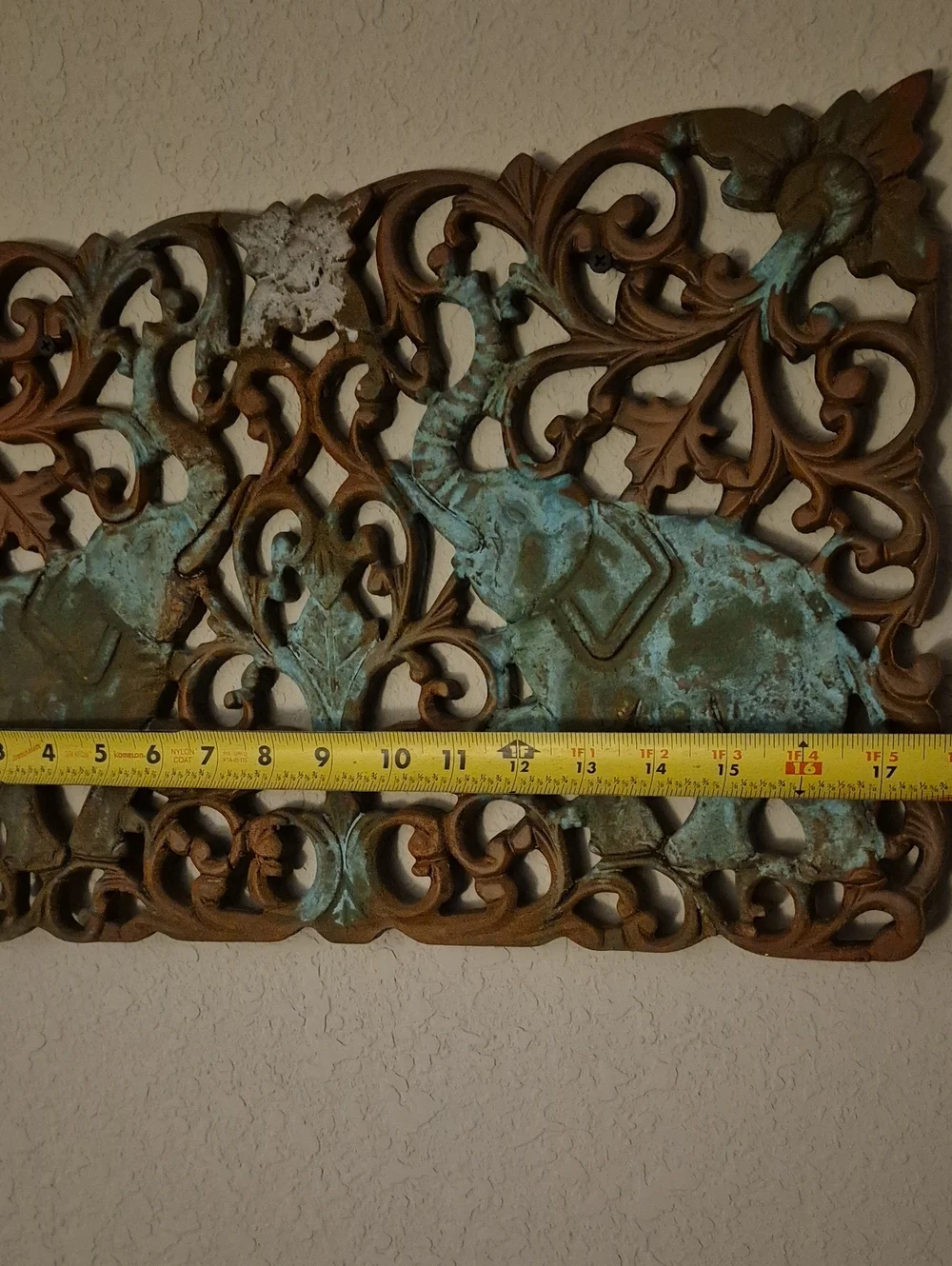 Patina Elephant Wall Decor - Turquoise and Brown